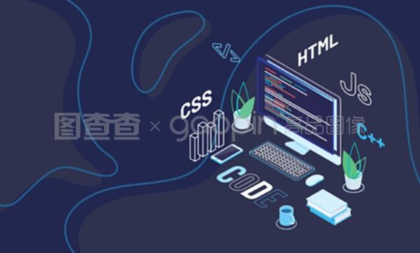 帶有抽象藍色背帶文本代碼的網(wǎng)頁開發(fā)者的工作區(qū)